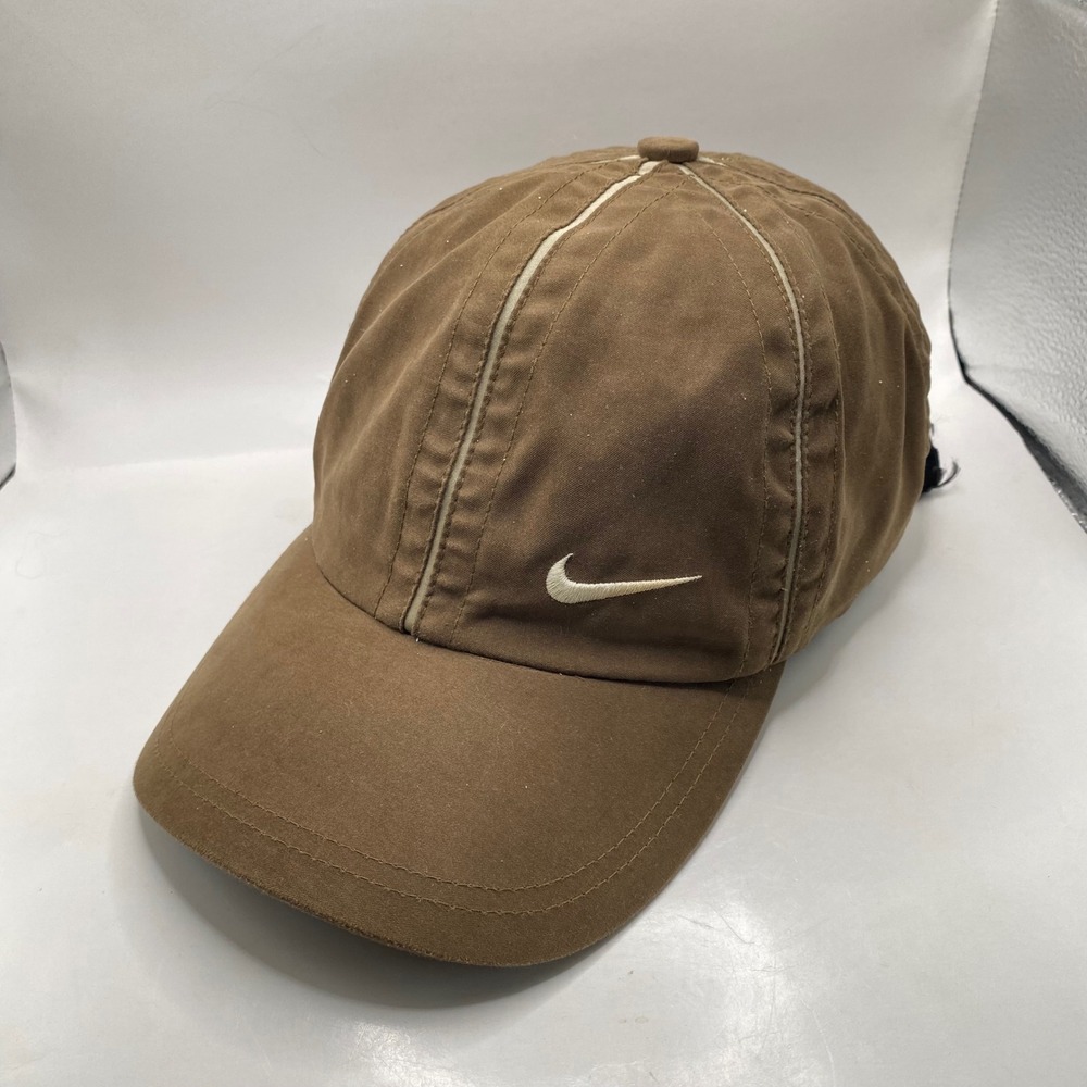 Nike Vintage 90s SOCCH Strapback Hat Adult OS Brown Polyester Piping Swoosh Cap